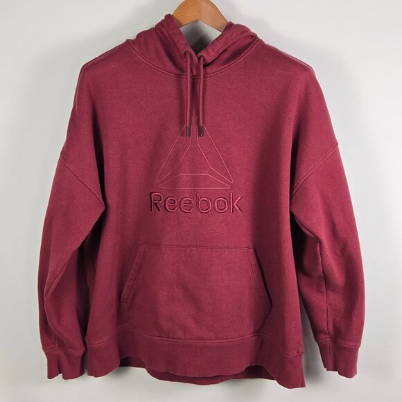 Reebok Women’s 2XL Red Pullover Hoodie Embossed Logo‎ Fleece Sweatshirt - Picture 1 of 12